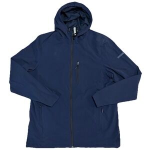 GYMSHARK‎ Jacket Atlantic Blue Men's Large Lined Hooded Mesh Nylon